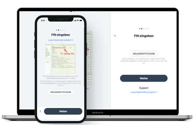 Screenshot: E-Mail & Kennzeichen